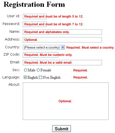 javascript form